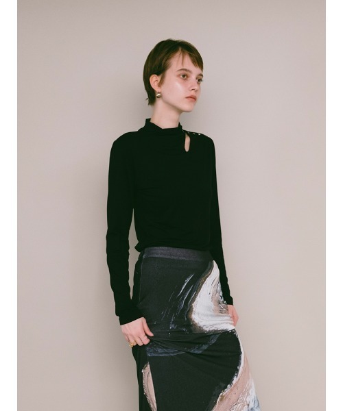 sahara(サハラ)の「Cutout Turtle Top(Tシャツ/カットソー・レディース・ブラック/ミント/アイボリー/ブラウン・FREE)」の5枚目の写真