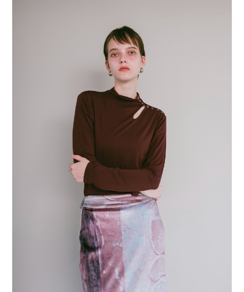 sahara(サハラ)の「Cutout Turtle Top(Tシャツ/カットソー・レディース・ブラック/ミント/アイボリー/ブラウン・FREE)」の14枚目の写真