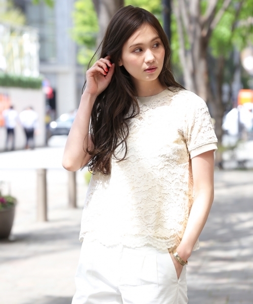 GLOBAL WORK（グローバルワーク）の「【吸水速乾】ソウレースカットプルオーバー半袖/721395（Tシャツ/カットソー・レディース・ブラック/ホワイト/ネイビー/オフホワイト/ピンク系その他・MEDIUM/SMALL/LARGE）」の2枚目の写真