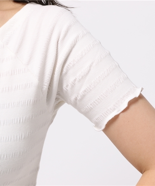 MOUSSY（マウジー）の「Shirring offshoulder tops（Tシャツ/カットソー・レディース・ホワイト/ライトピンク/ブラック・FREE）」の11枚目の写真