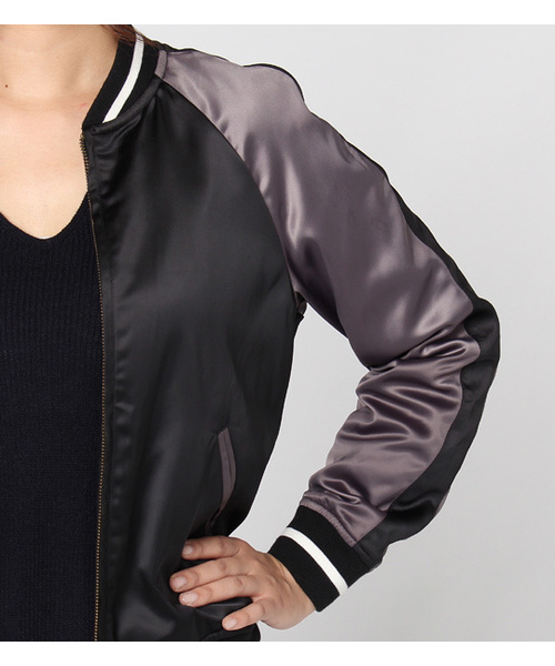 laboratory work（ラボラトリーワーク）の「リバーシブルブルゾン（スタジャン・レディース・ブラック/カーキ・MEDIUM）」の8枚目の写真