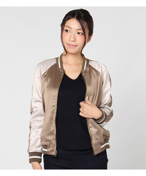 laboratory work（ラボラトリーワーク）の「リバーシブルブルゾン（スタジャン・レディース・ブラック/カーキ・MEDIUM）」の4枚目の写真