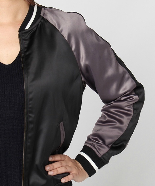 laboratory work（ラボラトリーワーク）の「リバーシブルブルゾン（スタジャン・レディース・ブラック/カーキ・MEDIUM）」の15枚目の写真