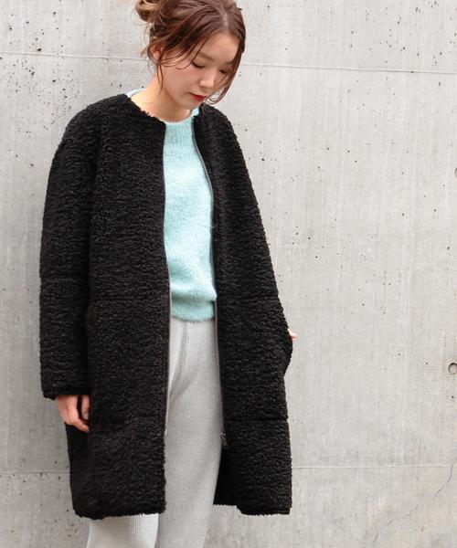 Another Edition（アナザーエディション）の「フェイクボアリバーシブルコート/AEMBC FAKE BOA RIV CT◆（ムートンコート・レディース・ブラック/ブラウン・MEDIUM/SMALL）」の2枚目の写真