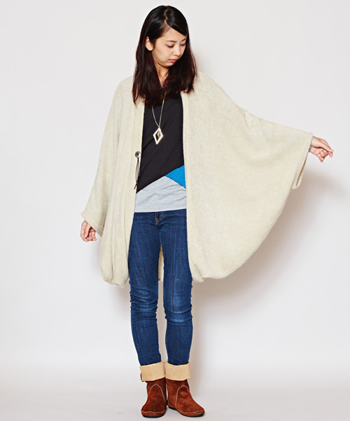 チャイハネ(チャイハネ)の「【チャイハネ】ビッグシルエットニットカーディガン(カーディガン/ボレロ・レディース・グレー/ブルー/ブラック/ベージュ/キャメル/ダークブルー・FREE)」の12枚目の写真