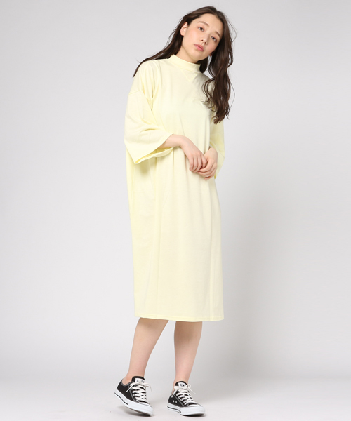 PUNYUS（プニュズ）の「ハイネックビックTワンピ（ワンピース・レディース・サックスブルー/ライトピンク/ブラック/ライトイエロー/ホワイト/ライトパープル・3/4）」の14枚目の写真