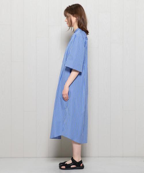 BEAUTY&YOUTH UNITED ARROWS（ビューティーアンドユースユナイテッドアローズ）の「＜H＞COTTON SHIRT DRESS 5SL/ﾜﾝﾋﾟｰｽ（シャツ/ブラウス・レディース・ホワイト/コバルトブルー・SMALL/MEDIUM）」の4枚目の写真
