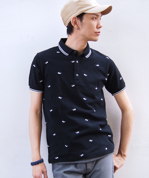 BEAMS（ビームス）の「○O.ｿｳｶﾞﾗ ｼｼｭｳPOLO（ポロシャツ・メンズ・ホワイト/ブラック/ネイビー・SMALL/MEDIUM/LARGE）」の2枚目の写真