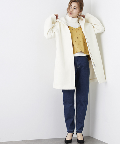 STUDIOUS（ステュディオス）の「【STUDIOUS】ボンディングコクーンフードコート（その他アウター・レディース・ブラック/オフホワイト/サックスブルー・1/0）」の16枚目の写真