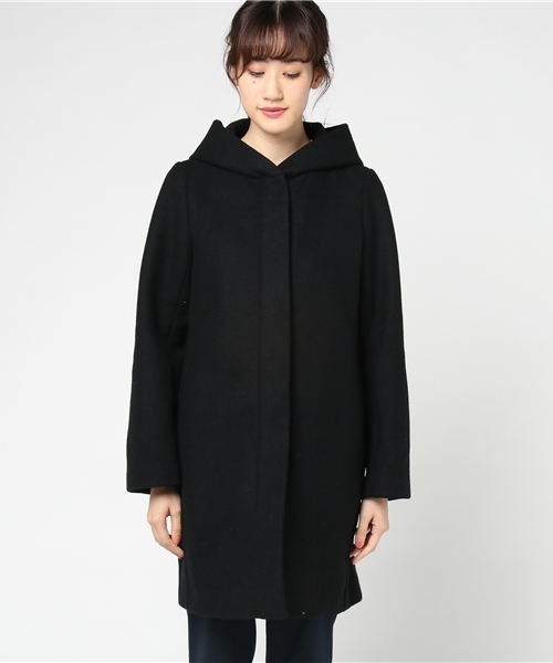 STUDIOUS（ステュディオス）の「【STUDIOUS】ボンディングコクーンフードコート（その他アウター・レディース・ブラック/オフホワイト/サックスブルー・1/0）」の10枚目の写真