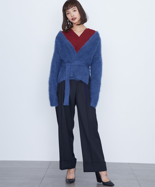 STUDIOUS（ステュディオス）の「2WAYカシミアカシュクールカーディガン（カーディガン/ボレロ・レディース・インディゴブルー/レッド/ネイビー・FREE）」の5枚目の写真