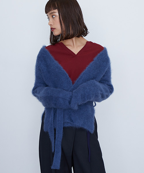 STUDIOUS（ステュディオス）の「2WAYカシミアカシュクールカーディガン（カーディガン/ボレロ・レディース・インディゴブルー/レッド/ネイビー・FREE）」の6枚目の写真