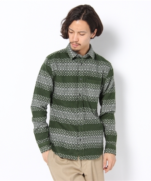 WEGO（ウィゴー）の「ノルディック起毛ネルLSシャツ（シャツ/ブラウス・メンズ・ダークグリーン/ネイビー/オレンジ・MEDIUM/LARGE）」の10枚目の写真