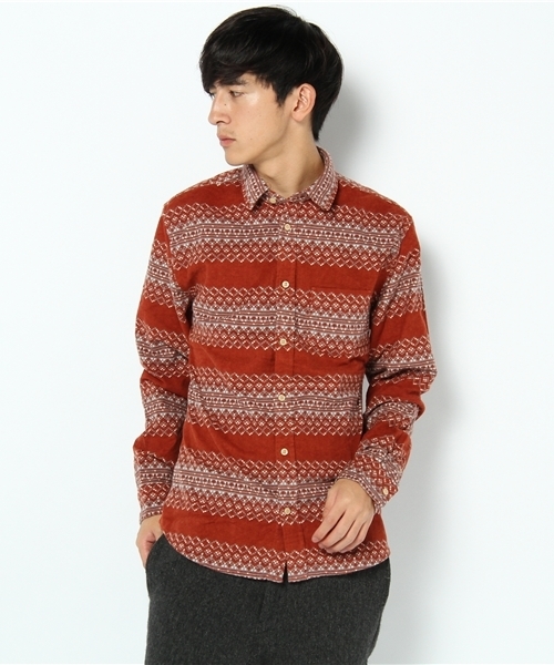 WEGO（ウィゴー）の「ノルディック起毛ネルLSシャツ（シャツ/ブラウス・メンズ・ダークグリーン/ネイビー/オレンジ・MEDIUM/LARGE）」の12枚目の写真