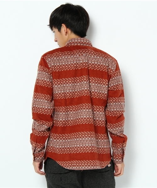 WEGO（ウィゴー）の「ノルディック起毛ネルLSシャツ（シャツ/ブラウス・メンズ・ダークグリーン/ネイビー/オレンジ・MEDIUM/LARGE）」の5枚目の写真