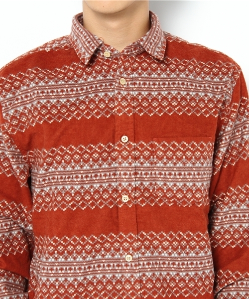 WEGO（ウィゴー）の「ノルディック起毛ネルLSシャツ（シャツ/ブラウス・メンズ・ダークグリーン/ネイビー/オレンジ・MEDIUM/LARGE）」の6枚目の写真