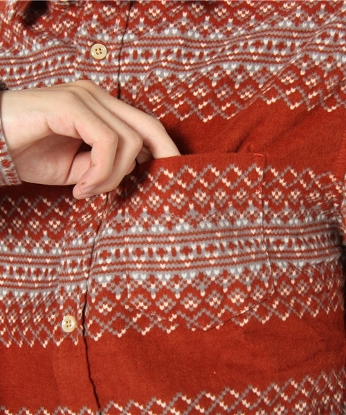 WEGO（ウィゴー）の「ノルディック起毛ネルLSシャツ（シャツ/ブラウス・メンズ・ダークグリーン/ネイビー/オレンジ・MEDIUM/LARGE）」の8枚目の写真