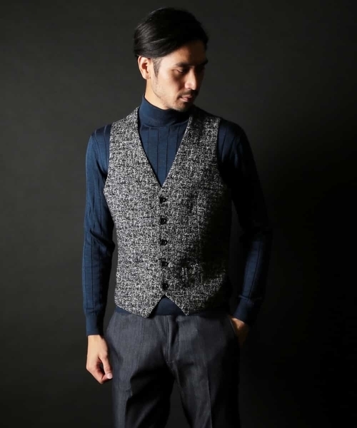 MICHEL KLEIN HOMME (ミッシェルクランオム)の「Rusty silk タートルネックニット(ニット/セーター・メンズ・ネイビー/ブルー/アイボリー・MEDIUM/LARGE/X-LARGE)」の5枚目の写真