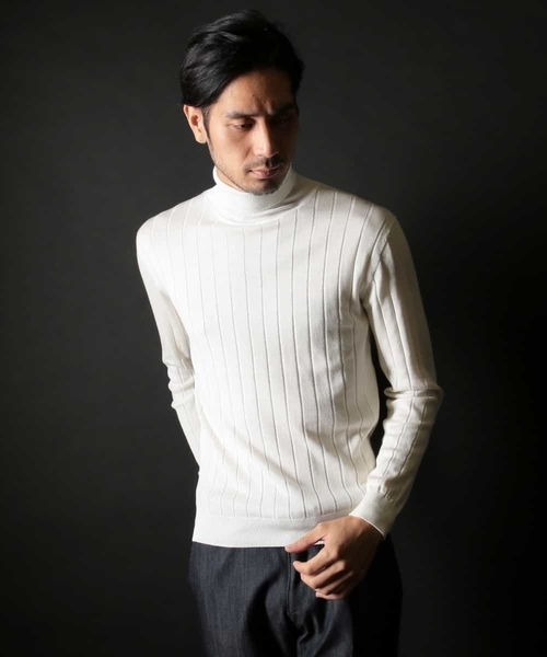 MICHEL KLEIN HOMME (ミッシェルクランオム)の「Rusty silk タートルネックニット(ニット/セーター・メンズ・ネイビー/ブルー/アイボリー・MEDIUM/LARGE/X-LARGE)」の10枚目の写真