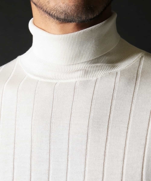MICHEL KLEIN HOMME (ミッシェルクランオム)の「Rusty silk タートルネックニット(ニット/セーター・メンズ・ネイビー/ブルー/アイボリー・MEDIUM/LARGE/X-LARGE)」の13枚目の写真