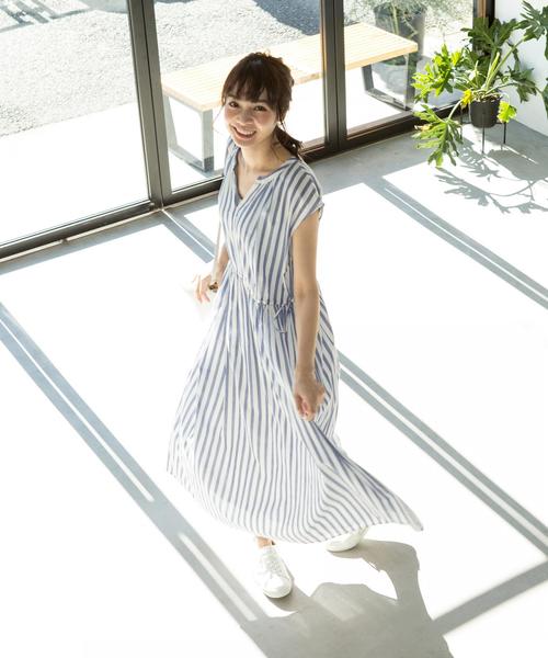 coen(コーエン)の「【『リンネル』6月号掲載・CM着用アイテム・Market】ストライプマキシワンピース(ワンピース・レディース・ブラック/コバルトブルー・FREE)」の9枚目の写真