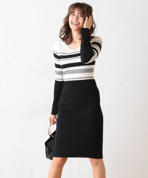 Roomy S ルーミーズ の ダブルフロントランダムボーダーワンピース ワンピース Wear