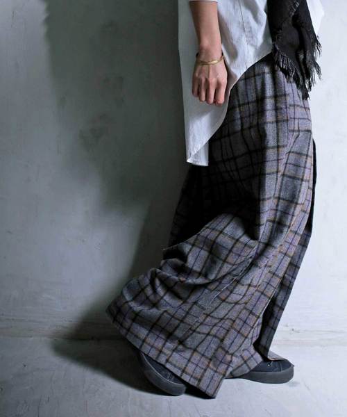 antiqua（アンティカ）の「チェッククロスカフェパンツ（その他パンツ・レディース・グレー・FREE）」の8枚目の写真