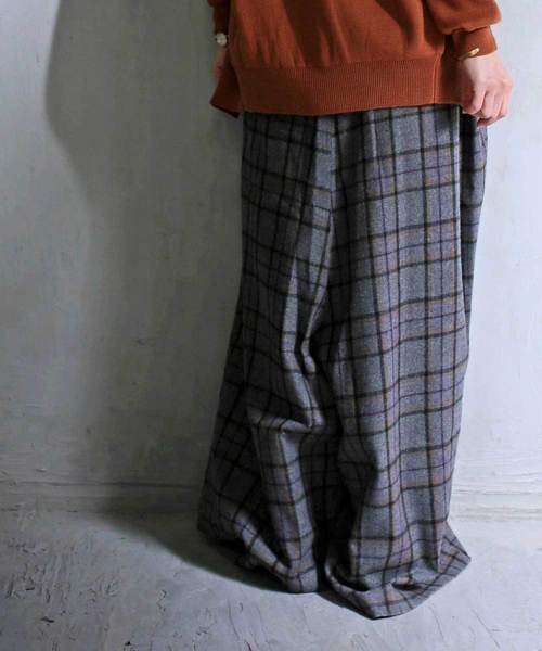antiqua（アンティカ）の「チェッククロスカフェパンツ（その他パンツ・レディース・グレー・FREE）」の7枚目の写真