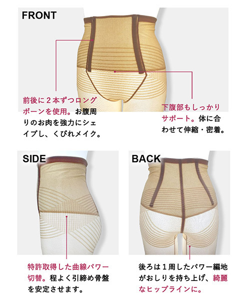 SweetMommy(スウィートマミー)の「美尻にメイクアップ!日本製 コルセット骨盤ガードル(ロンパース・レディース・ブラック/ベージュ・LL/M/L)」の6枚目の写真