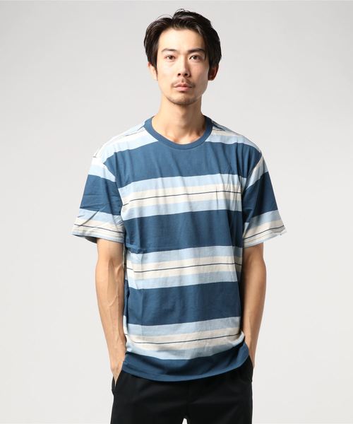 RVCA（ルーカ）の「RVCA メンズ 【CAMPBELL BROTHERS】 CAMPBELL BROTHERS OXNARD STRIPE T-SHIRT Ｔシャツ（Tシャツ/カットソー・メンズ・ネイビー/ブラウン・SMALL/MEDIUM/LARGE）」の2枚目の写真