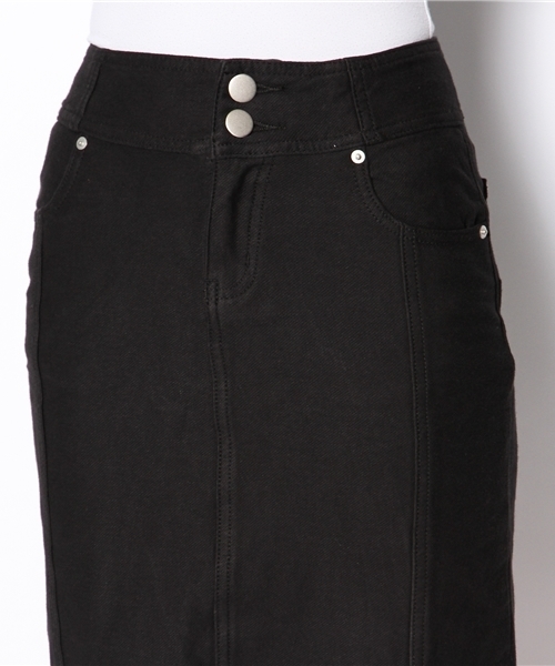 DouDou（ドゥドゥ）の「スウェットデニムタイトスカート（スカート・レディース・オフホワイト/ブラック・34/36）」の4枚目の写真