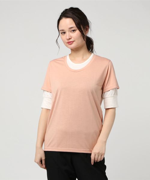 ARCHIVER(アーカイバ)の「【Bl】5分袖フェイクレイヤードTシャツ Uネック(Tシャツ/カットソー・レディース・ホワイト/ブラック/ネイビー/チャコール/ピンク/グレー/マルチ/グレー系その他/ミント・MEDIUM/LARGE)」の8枚目の写真