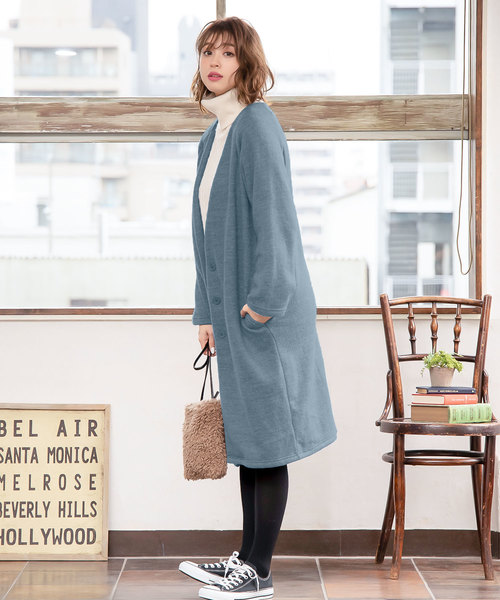 KOBE LETTUCE（コウベレタス）の「ふんわり柔らかニットソーノーカラーコーディガン＊レディース/ライトアウター/コート[K778]神戸レタス（その他アウター・レディース・ブラック/グレー/ブルー/モカ/ピンク系その他・FREE）」の11枚目の写真