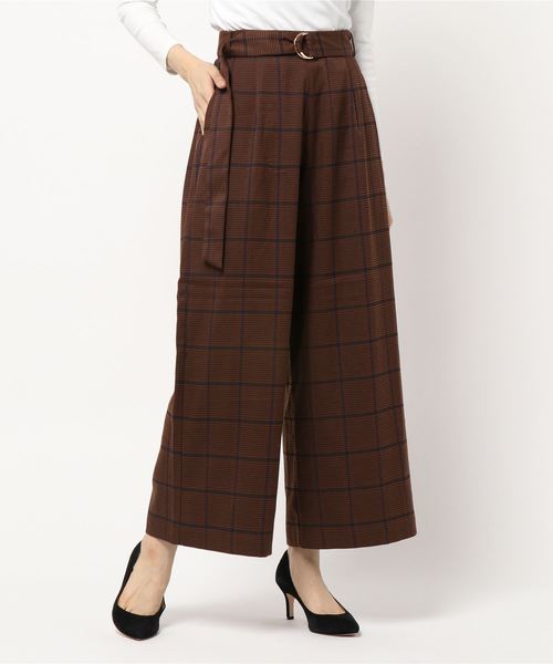 YECCA VECCA(イェッカヴェッカ)の「・チェック柄イージータックパンツ(その他パンツ・レディース・ベージュ/ブラウン・FREE)」の1枚目の写真