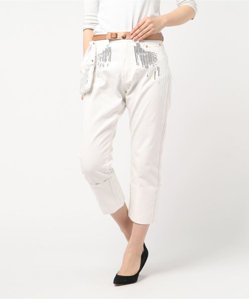 JETSET SOLO PLUS (ジェットセットソロプラス)の「【LONDON DENIM PREMIUM】セルビッチスパングルデニムパンツ(デニムパンツ・レディース・オフホワイト/インディゴブルー・24/25)」の2枚目の写真