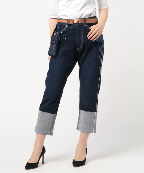 JETSET SOLO PLUS (ジェットセットソロプラス)の「【LONDON DENIM PREMIUM】セルビッチスパングルデニムパンツ(デニムパンツ・レディース・オフホワイト/インディゴブルー・24/25)」の1枚目の写真