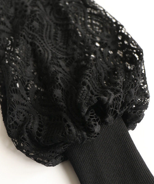 cawaii(カワイイ)の「心奪われるエレガンス。シアーレースのポワン袖ニット(ニット/セーター・レディース・ブラック/グレー/カーキ・M/L)」の12枚目の写真