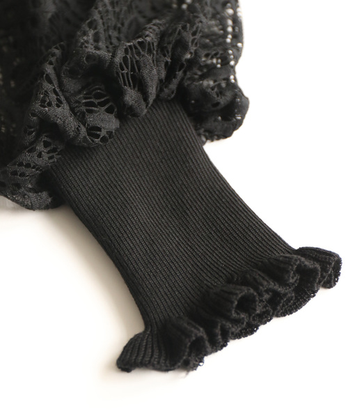 cawaii(カワイイ)の「心奪われるエレガンス。シアーレースのポワン袖ニット(ニット/セーター・レディース・ブラック/グレー/カーキ・M/L)」の21枚目の写真