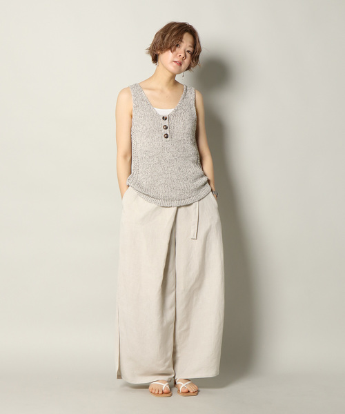 ⭐︎charoさま専用【2025SS】ウィメンズ ルーズ ニット タンクトップ セール】フロントボタンニットタンクトップ（タンクトップ
