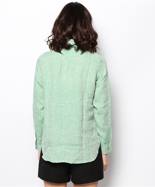 coen（コーエン）の「プレーン＆ギンガム柄リネンシャツ（シャツ/ブラウス・レディース・ホワイト/イエロー/ダークグリーン/コバルトブルー/ピンク/ケリー・LARGE/MEDIUM）」の9枚目の写真