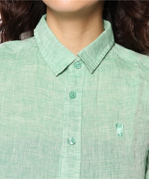 coen（コーエン）の「プレーン＆ギンガム柄リネンシャツ（シャツ/ブラウス・レディース・ホワイト/イエロー/ダークグリーン/コバルトブルー/ピンク/ケリー・LARGE/MEDIUM）」の10枚目の写真