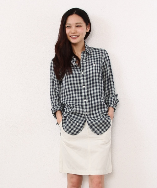 coen（コーエン）の「プレーン＆ギンガム柄リネンシャツ（シャツ/ブラウス・レディース・ホワイト/イエロー/ダークグリーン/コバルトブルー/ピンク/ケリー・LARGE/MEDIUM）」の18枚目の写真