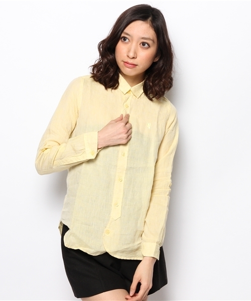 coen（コーエン）の「プレーン＆ギンガム柄リネンシャツ（シャツ/ブラウス・レディース・ホワイト/イエロー/ダークグリーン/コバルトブルー/ピンク/ケリー・LARGE/MEDIUM）」の20枚目の写真