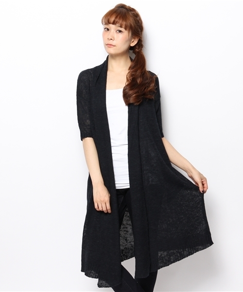 Kastane(カスタネ)の「【Kastane】ロングカーディガン(カーディガン/ボレロ・レディース・ネイビー/アイボリー・FREE)」の2枚目の写真