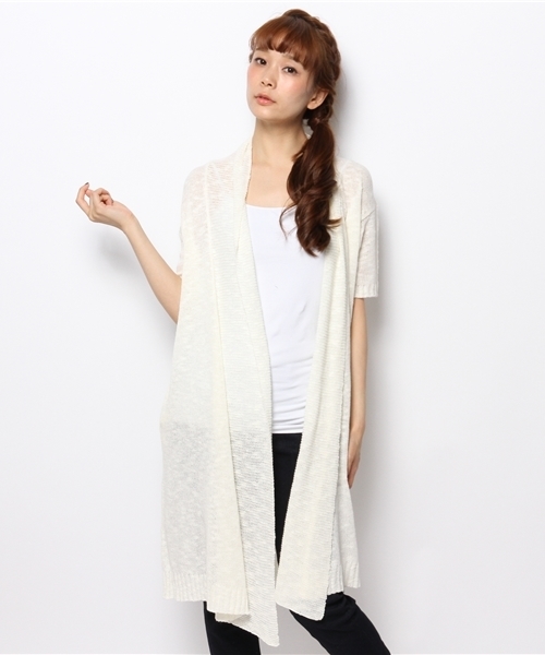 Kastane(カスタネ)の「【Kastane】ロングカーディガン(カーディガン/ボレロ・レディース・ネイビー/アイボリー・FREE)」の1枚目の写真