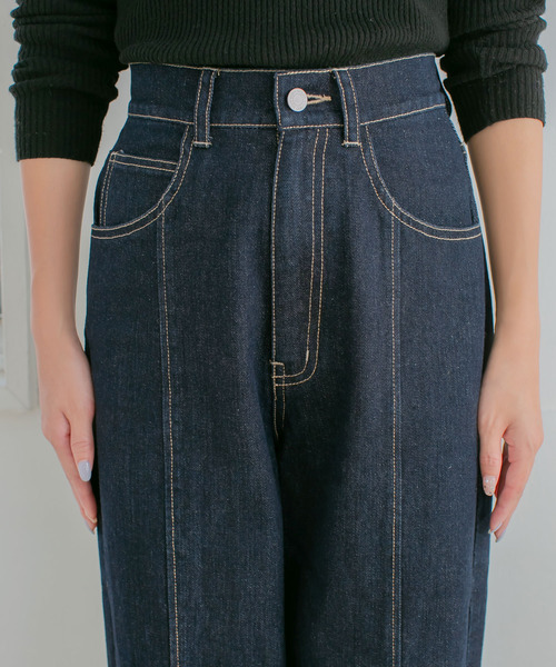 rectangle(レクタングル)の「センター切替ストレートデニムパンツ(デニムパンツ・レディース・ブルー/インディゴブルー・MEDIUM/LARGE)」の8枚目の写真