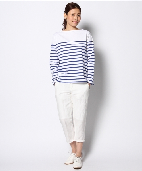 SHIPS for women(シップスフォーウィメン)の「Leminor:ボーダー ロングスリーブ(Tシャツ/カットソー・レディース・ライトブルー/ネイビー・ONE SIZE)」の7枚目の写真