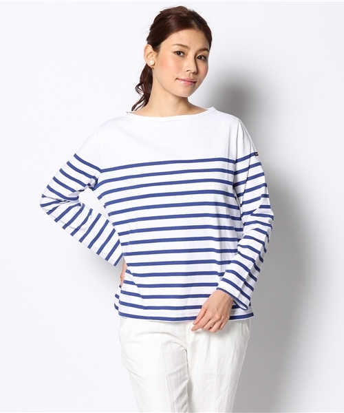 SHIPS for women(シップスフォーウィメン)の「Leminor:ボーダー ロングスリーブ(Tシャツ/カットソー・レディース・ライトブルー/ネイビー・ONE SIZE)」の4枚目の写真