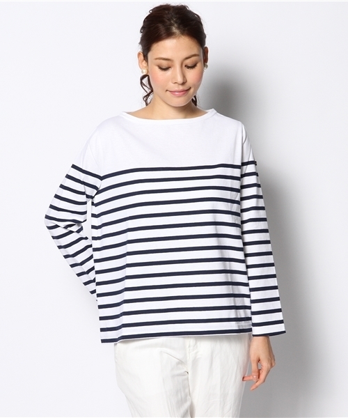 SHIPS for women(シップスフォーウィメン)の「Leminor:ボーダー ロングスリーブ(Tシャツ/カットソー・レディース・ライトブルー/ネイビー・ONE SIZE)」の3枚目の写真