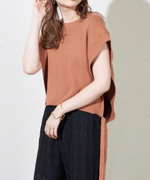 mystic（ミスティック）の「サイドリボンニットベスト（ベスト・レディース・ブラック/ベージュ/オレンジ・FREE）」の3枚目の写真